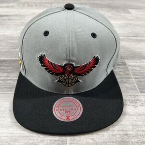 Mitchell‎ & Ness HC Atlanta Hawks Team Grey 2.0 Adjustable Snapback Hat Cap NEW